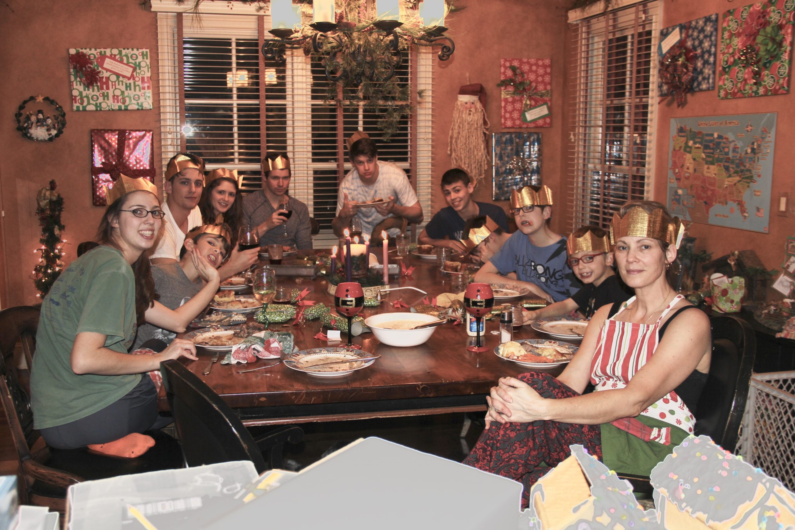 Empty Nest Self-Discovery: Mother and her children at the family table